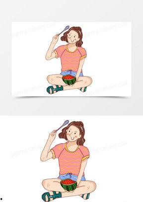 绘画吃瓜女孩,趣味横生的视觉盛宴